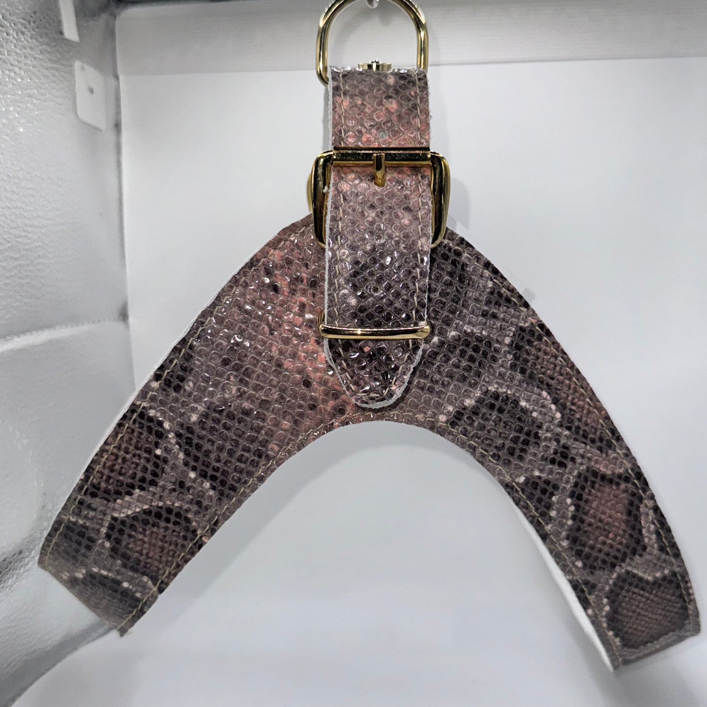 Salmon pink python harness