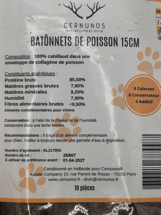 Bâtonnets de poisson 15 cm