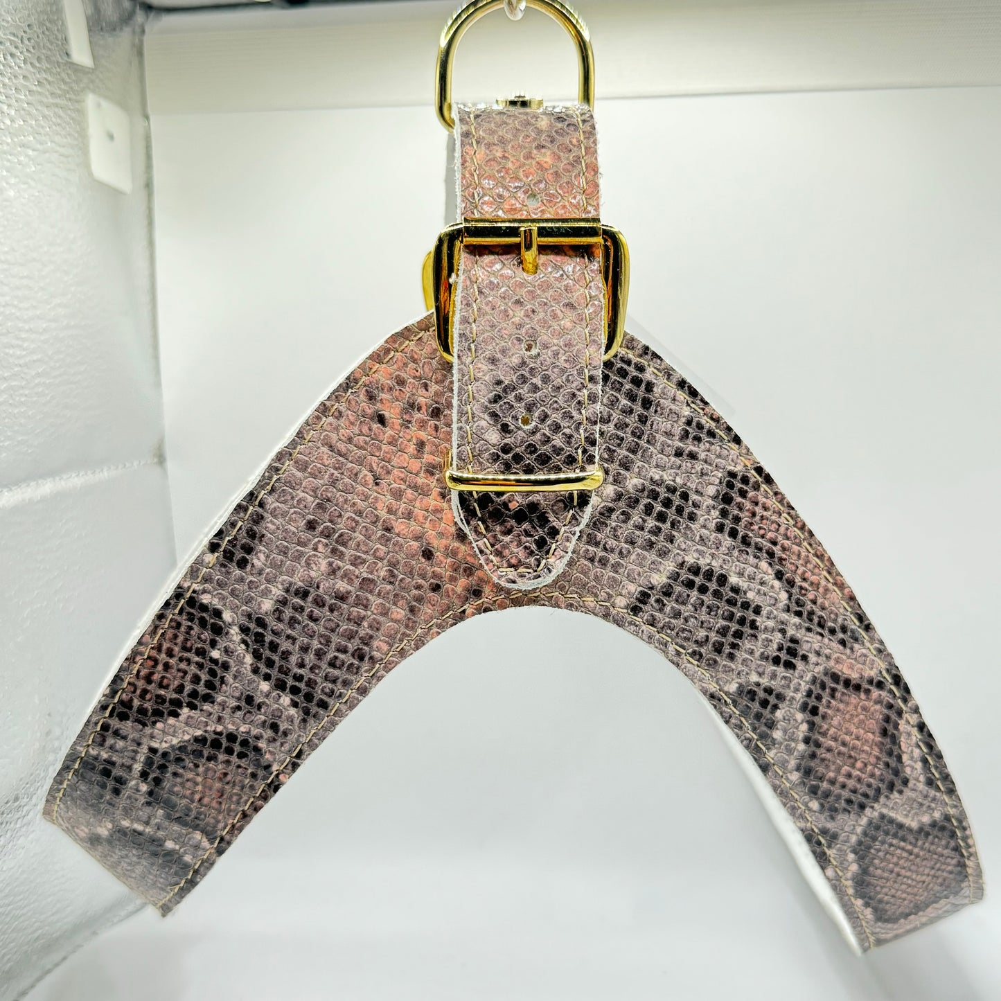 Salmon pink python harness