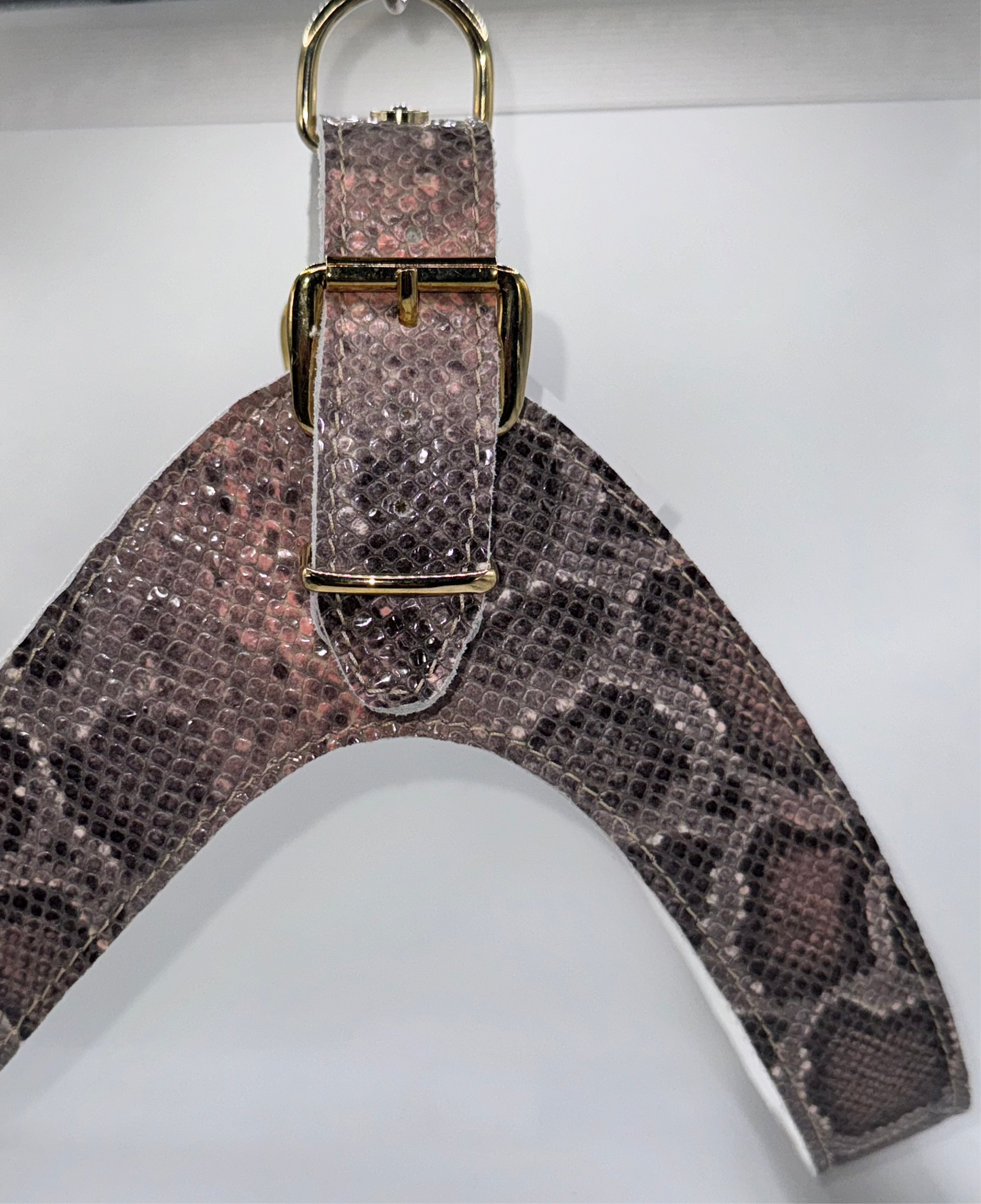 Salmon pink python harness