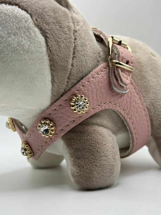 Powder pink 'Strass' harness and matching leash