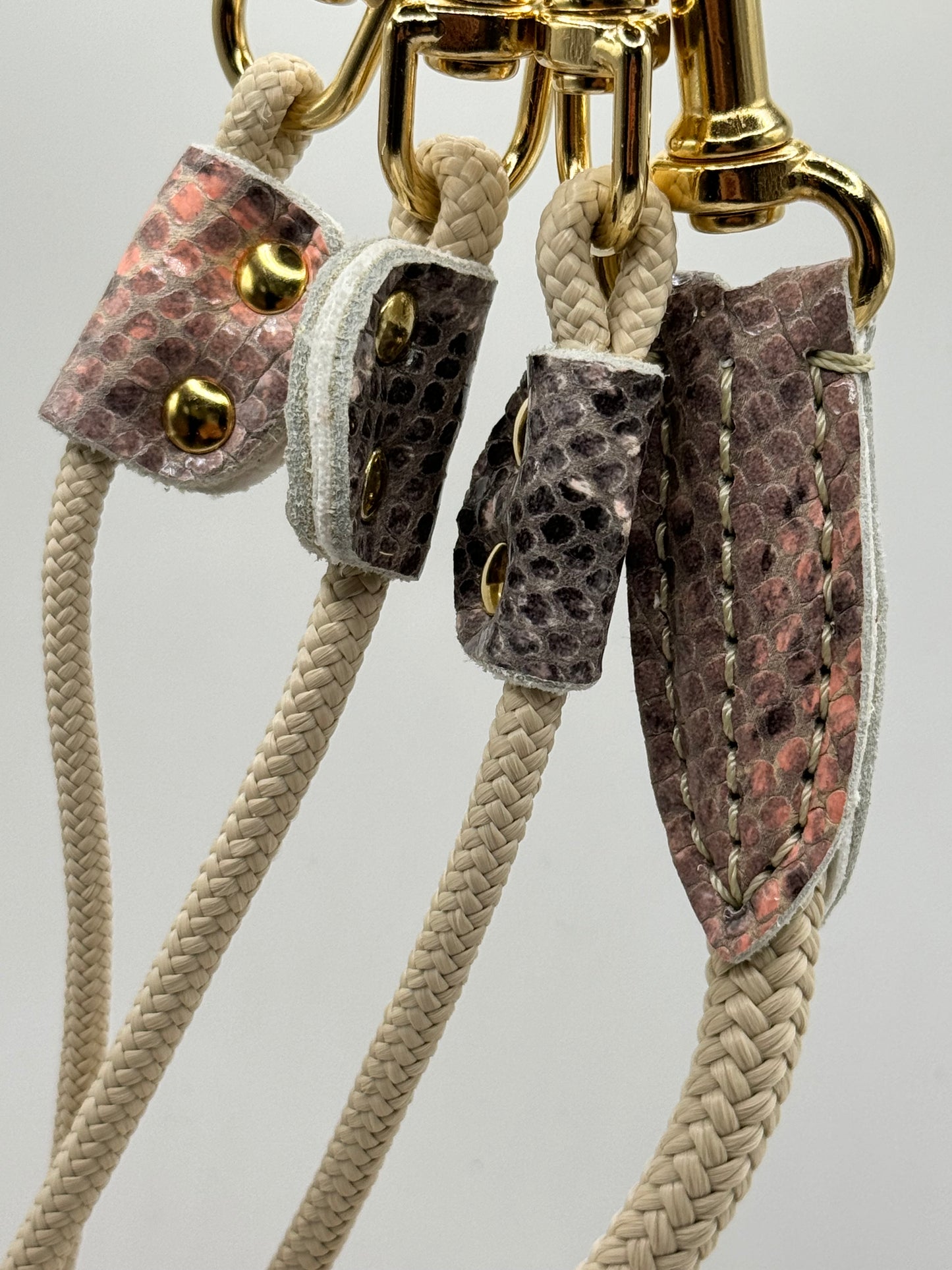 Salmon pink python harness