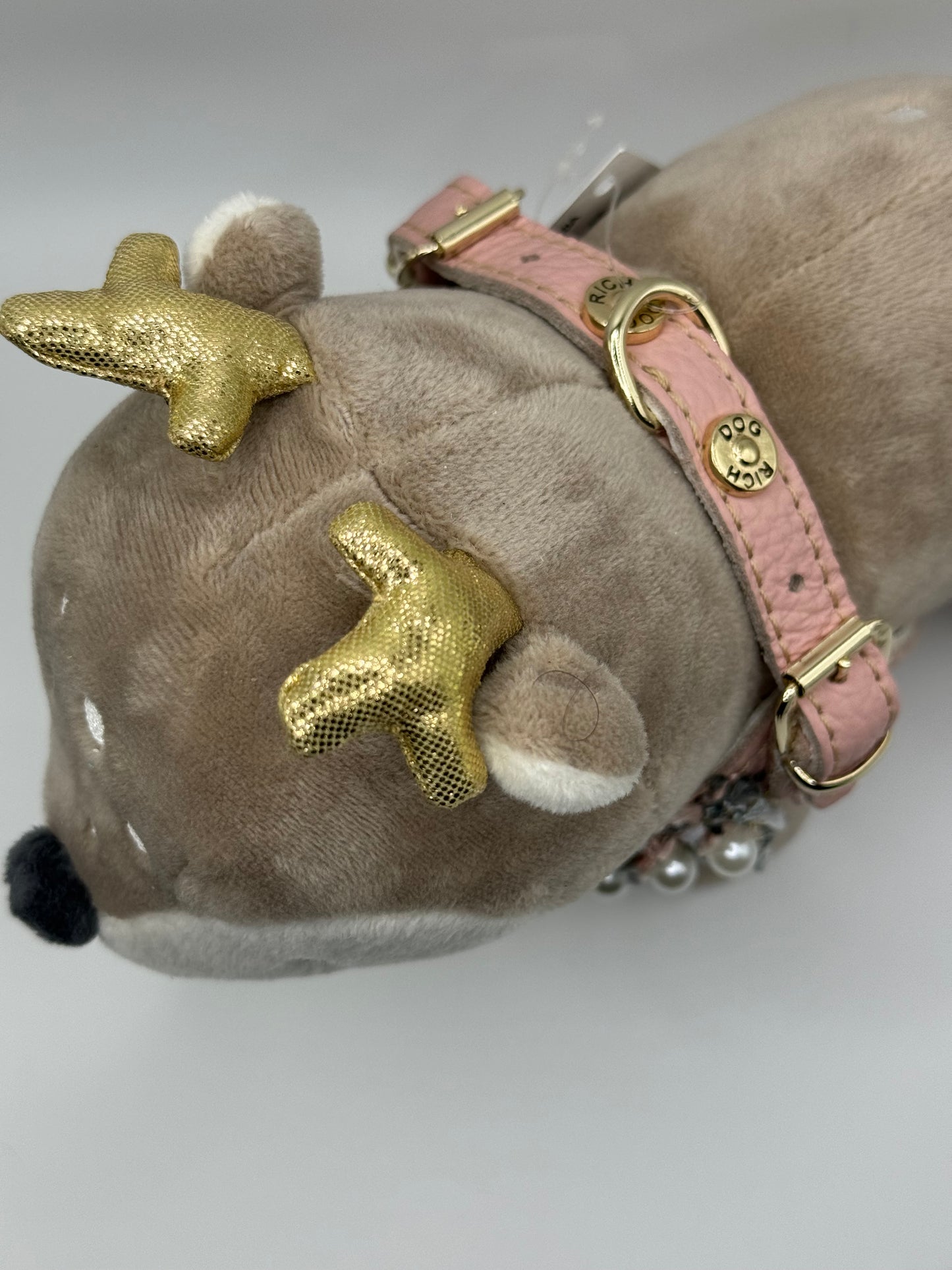 Powder pink 'Perles' harness and matching leash ('gold' buckles)